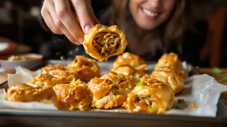 Lekker makkelijk voor het weekend: zo maak je krokante bladerdeeghapjes met kipsaté thuis